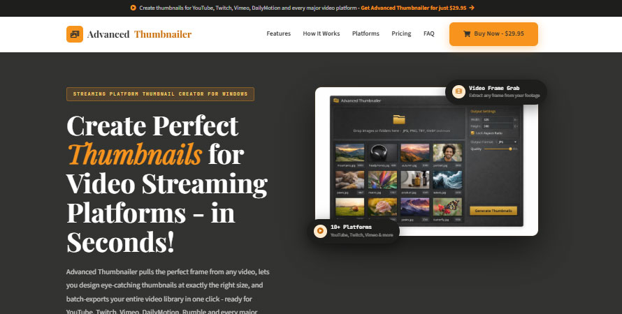 Advanced Thumbnailer Application & Website